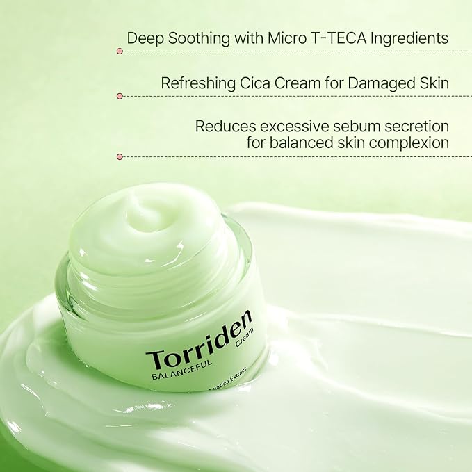 Torriden BALANCEFUL Cream 80ml (2.70 fl.oz.) | Soothing and Nourishing Moisturizer for Oily and Sensitive SKin | 5D CICA, Hydrolyzed Hyaluronic Acid, Panthenol