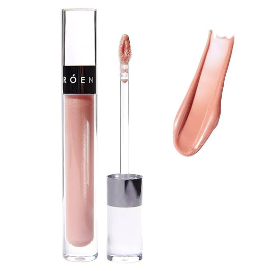 ROEN - Natural Kiss My Liquid Lip Balm Shimmer | Vegan, Cruelty-Free, Clean Makeup (RUMOR - Shimmery Light Pink)
