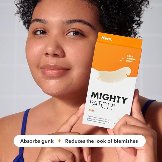 Hero Cosmetics Mighty Patch™ Chin Patch - XL Contoured Hydrocolloid Chin Patch for Blemishes and Pimples - Non-Irritating (10 Count)