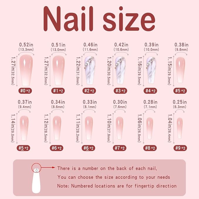 Yivaiks 24 pcs Pink Coffin Press On Nails - Long Glossy Rhinestone Fake Nails With Glue, Full Coverage Marble Acrylic Nails (Pink Ink Fantasy)