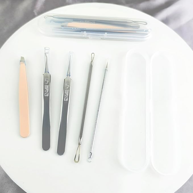 10 PCS Blackhead Remover Pimple Popper Tool Kit Blackhead Extractors Ingrown Hair Tweezers Pore Extractors Acne Treatment Tools for Clear Skin