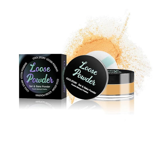 Loose Setting Powder, Bake Makeup Powder Full Coverage Matte Finish (Cappuccino, 6g/O.21oz)