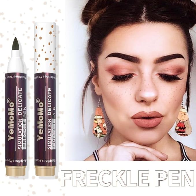 Freckle Pen, Waterproof Makeup Marker, Caramel Light Brown and Coffee Dark Brown, Long-Lasting Simulation Freckle Makeup (Light Brown)
