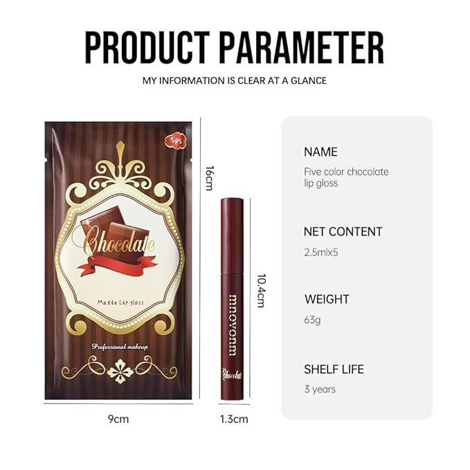 Matte Lip Stain – High Pigment Non-Transfer Matte Liquid Lipstick, Long-Lasting Waterproof Smudge-Proof Lip Color, Lightweight Comfortable Velvet Finish Lip Tint 03#（5PCS）