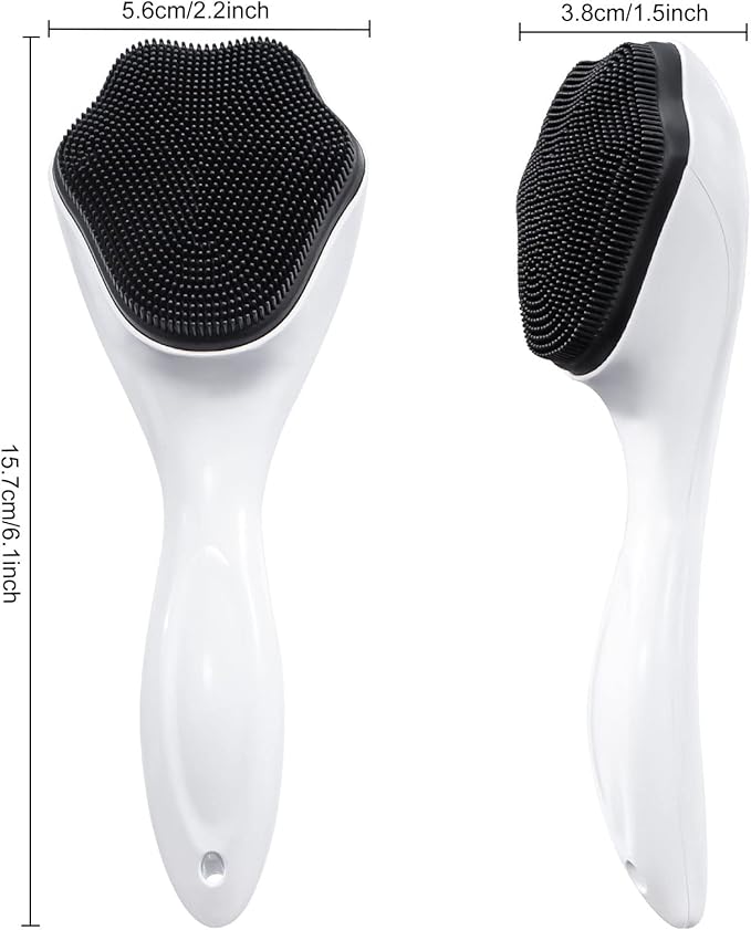 Silicone Face Scrubber Exfoliating Brush, Beomeen 2 Pack Manual Handheld Facial Cleansing Brush Blackhead Scrubber, Soft Bristles Waterproof for Face Skincare (Black White)