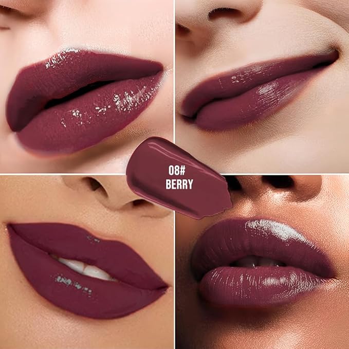 Nourishing High-Shine Lip Gloss,Hydrating & Moisturizing Lip Tint, Non-Sticky, Long-Lasting Glossy Lip Stain,Softens & Plumps Lips for Smooth,Gentle Formula for Dry Lips 08#Berry