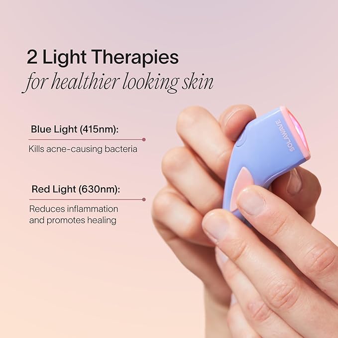 Solawave Bye Acne Spot Treatment | Blue & Red Light Therapy Device for Pimples & Zits | Face Wand Reduces Inflammation, Redness, & Appearance of Blemishes | 3-Min Sessions at Home for Clearer Skin