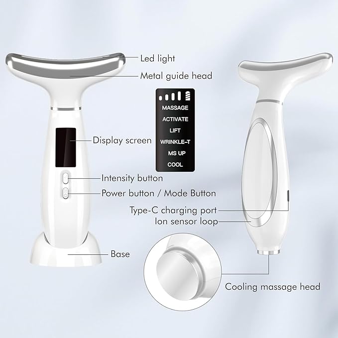 Red Light Therapy for Face, Facial Massager, Skin Care Device for Anti-Aging, at-Home, Lifting & Tightening Loose Skin (Pearl White)