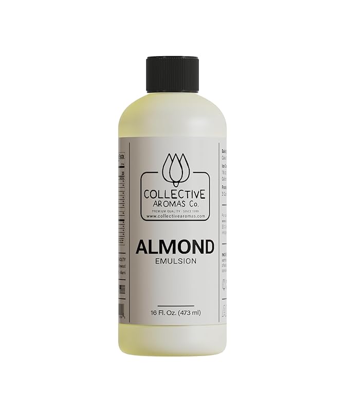 Almond Emulsion for Baking – Natural Flavoring Blend for Cookies, Cakes, Ice Cream, Smoothies, Beverages & More – 16 fl oz Kosher, Pure Almond Emulsion by Collective Aromas Co.