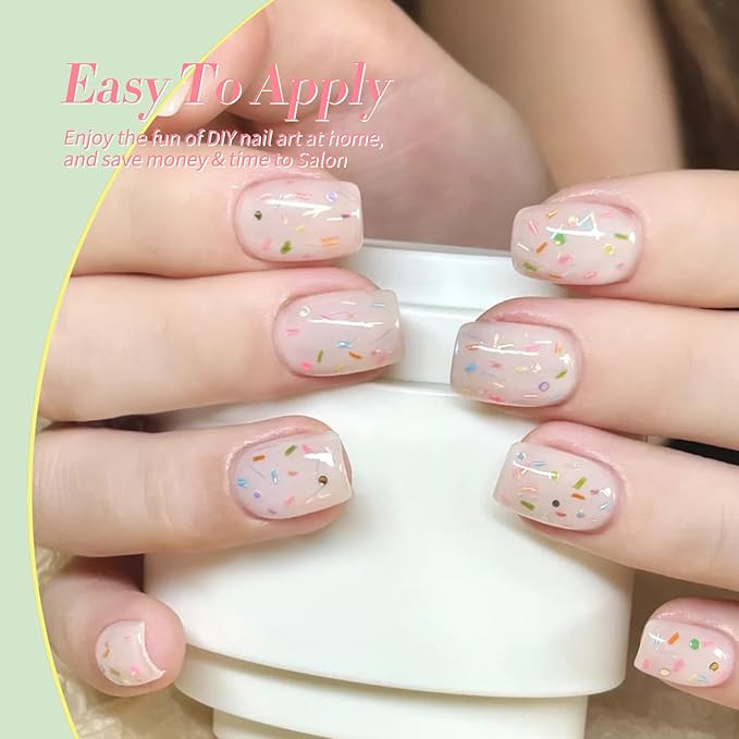 Born Pretty Jelly Pastel Gel Nail Polish 6 Colors Spring Summer Yellow Green Blue Purple Pink Candy Sweet Colors Apex Building Effect Gel Polish Kit Nail Art Gel Manicure Kit DIY at Home Salon Gifts