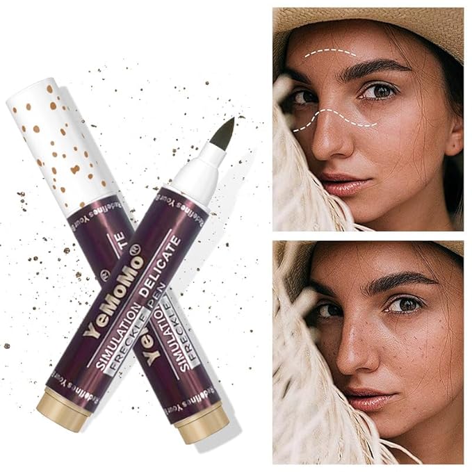 Freckle Pen, Waterproof Makeup Marker, Caramel Light Brown and Coffee Dark Brown, Long-Lasting Simulation Freckle Makeup (Dark Brown)