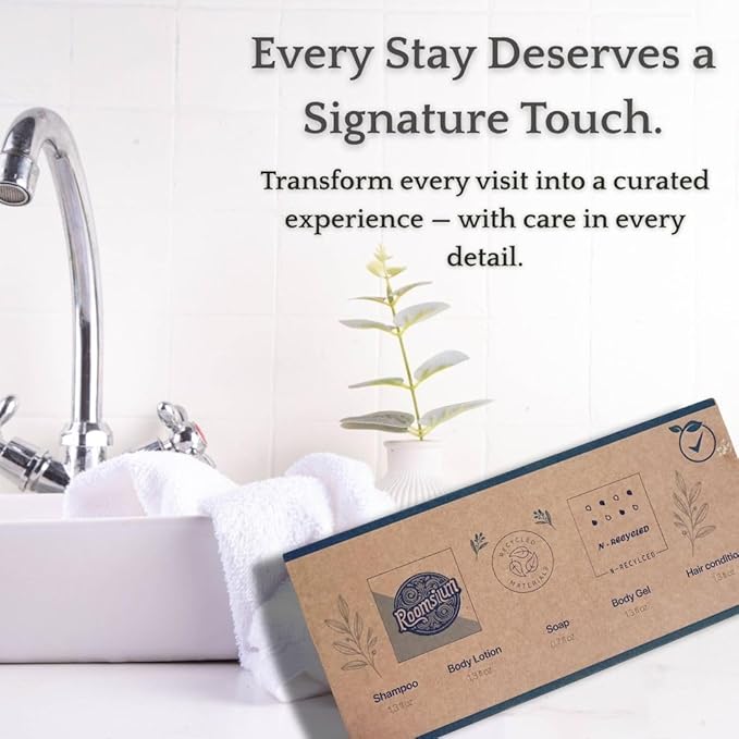75-Piece Guest Amenities Set – 15 Individually Boxed Kits with Shampoo, Body Wash, Conditioner, Lotion & Soap – Travel-Size Toiletries for Hotels, Rentals & Guest Use – Recyclable Packaging