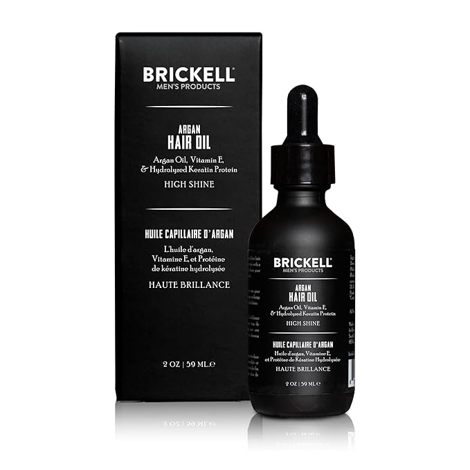 Brickell Men's Argan Oil for Hair, Natural and Organic Hair Oil For Men, Lightweight Hair Treatment, 2 Ounce, Scented