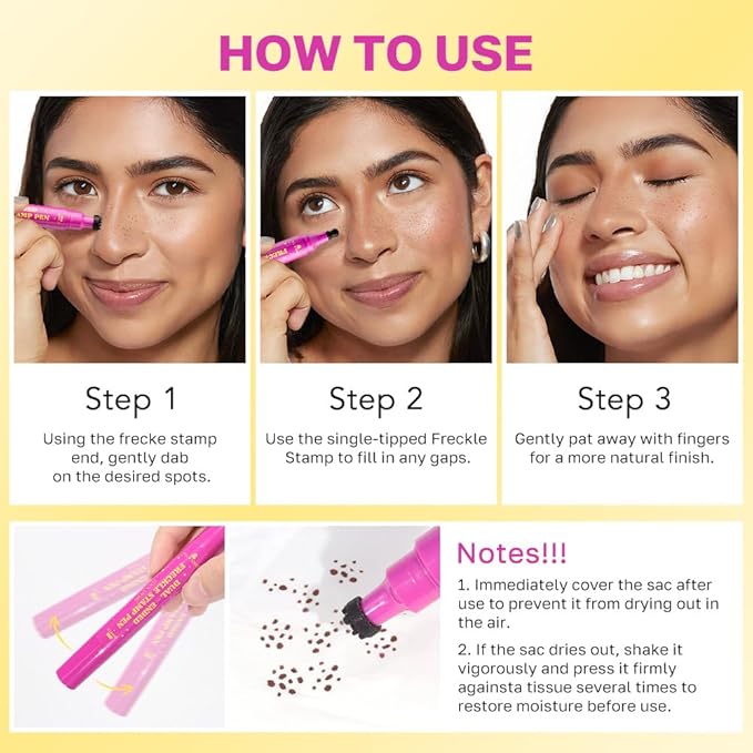 Dark Brown Freckle Stamp with Eyeliner Pen,Natural Lifelike Freckle Makeup Pen Magic Freckle Color,Waterproof Longlasting Fake Freckles Stain Marker Pencil Face Decoration for Sunkissed Makeup,Vegan