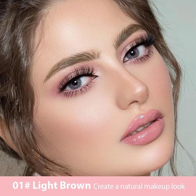 evpct 1Pcs Light Brown Magic Microblading Dual-Ended Eyebrow Contouring Pen Brow Pencil, with 4 Brush Micro-Fork-Tips Applicator and Precise Brush-Tip, Hair Like Strokes, with Dual-ended Eyebrow Brush