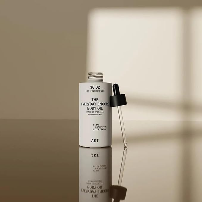 Akt Everyday Encore Body Oil 3.4 Fl Oz, SC.02 After Thunder Scent, Dry Body Oil After Shower, Skin Moisturizer, Fast Absorbing, Lasting Glow, Cedar Fragrance, Non-Greasy, All Genders Skincare