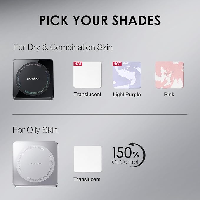 CARSLAN Waterproof Face Pressed Powder Compact, 24H Longlasting Oil Control Pressed Setting Powder Talc-Free Makeup, Shine Free, Poreless, Smooth, 04 Pink for dry&com skin (0.28Oz)