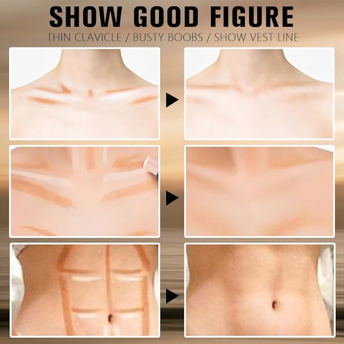 Nude Brown + Nude Contour Stick Dual Ended Face Body Makeup Waterproof no Transfer, 2 in 1 Cream Concealer Stick Contouring Makeup Kit, Nose Contour Bronzer Sticks Face Highlighter Make up