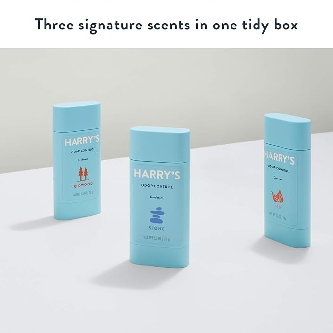 Harry's Aluminum Free Deodorant for Men - Odor Control, Stone, Fig, Redwood Scent, 2.5 Oz, 3-Pack, Men Deodorant Aluminum Free