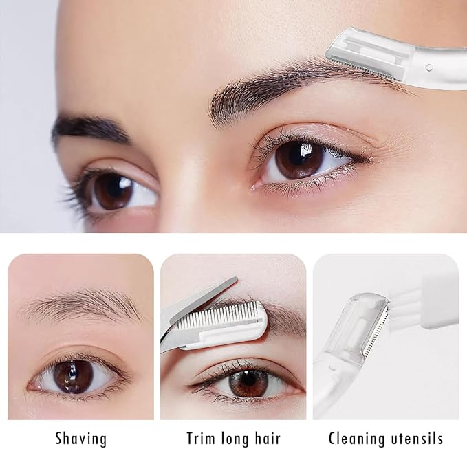 Dermaplaning Tool Set – Facial Razor for Women & Men with Eyebrow Trimmer – Exfoliating Facial Shaver for Peach Fuzz Removal, Skin Refresh & Eyebrow Shaping