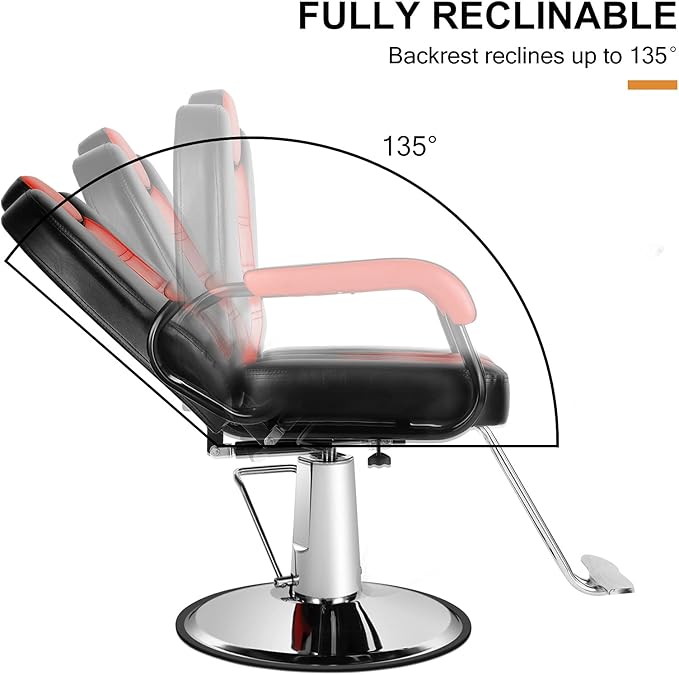 Artist hand Salon Chair for Hair Stylist Reclining Barber Chair Heavy Duty Hydraulic Hairdresser Chair Spa Furniture Shampoo Extra Wider Seat Beauty Hair Salon Equipment
