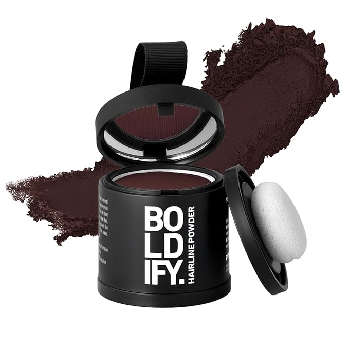 BOLDIFY Hairline Powder (LARGE, 10g) - Root Touch Up Hair Color for Gray Coverage - Bald Spot Concealing Hair Powder for Women & Men - 24-Hour Stain-Proof - Dark Auburn
