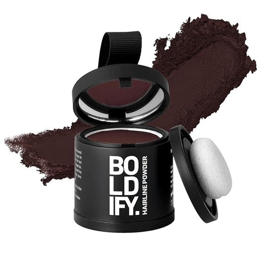 BOLDIFY Hairline Powder (LARGE, 10g) - Root Touch Up Hair Color for Gray Coverage - Bald Spot Concealing Hair Powder for Women & Men - 24-Hour Stain-Proof - Dark Auburn
