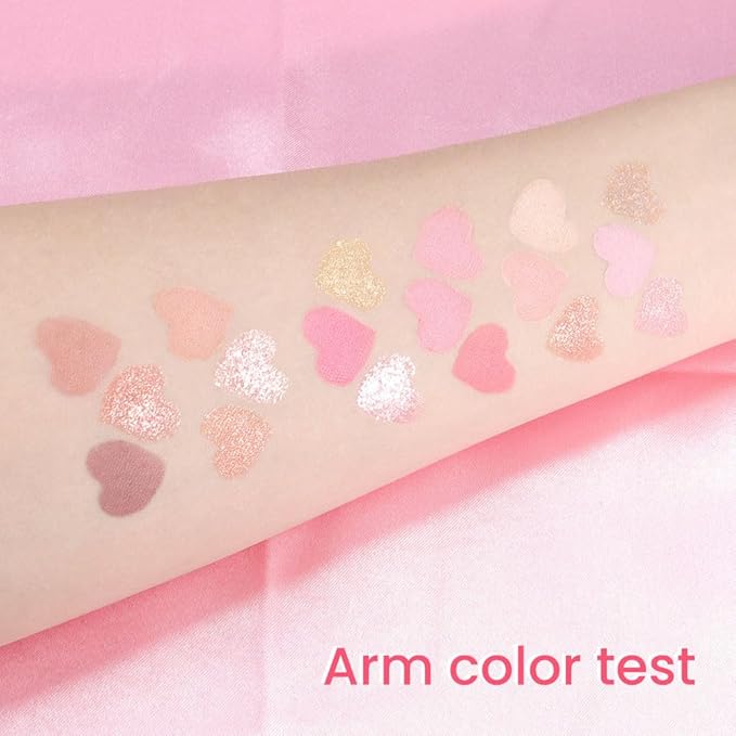 18Colors Nude Pink Rose Gold Shimmery Eyeshadow Palette Makeup,Light Nude Soft Glitter Sparkly Highly Pigmented Eye Shadow Long Lasting Waterproof Naturing-Looking Blendable for Beginners