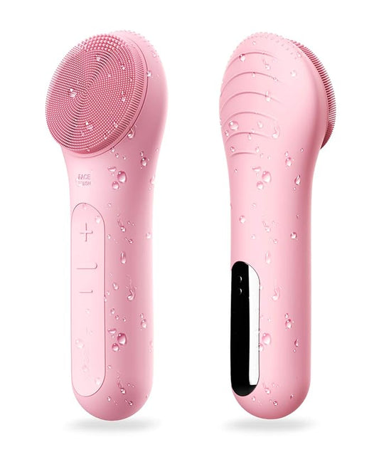 NågraCoola CLIE Facial Cleansing Brush, Waterproof and Rechargeable Electric Face Scrubber for Men & Women, Exfoliating, Massaging, and Cleansing - Pink