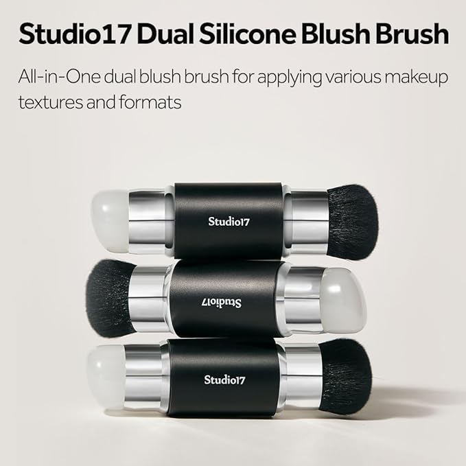 Dual Ended Silicone Tip Blush Brush | Korean Olive Young Makeup Tool for Contouring & Blush Application | Skin-Friendly Non-Irritating Professional Face Makeup Brush