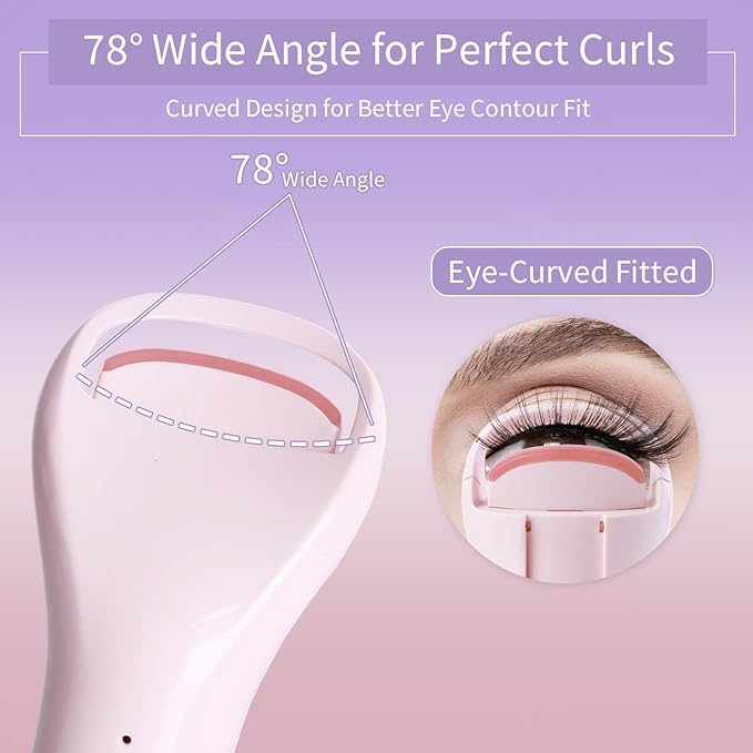 Heated Eyelash Curlers, Rechargeable Electric Eyelash Curler with Dual-Arc Design & 3 Adjustable Temperature - Safe Gentle Heated Lash Curler for Natural Curl Perfect Fit for Women F85