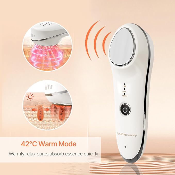 TOUCHBeauty Hot & Cold Facial Massager - Handheld Vibration Skin Rejuvenating Relaxation Device for Smoother Tighter Face, Skincare Warming & Cooling Beauty Tool for Women