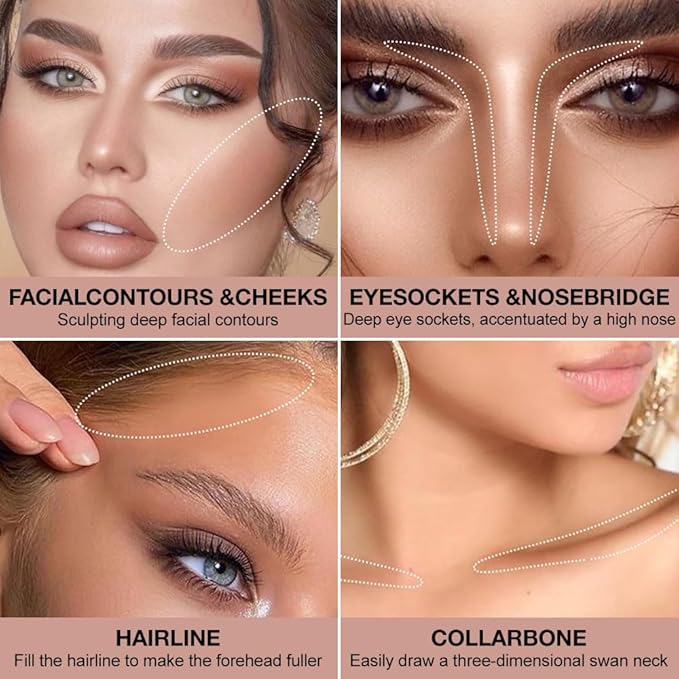 Matte Warm Brown Cream Contour Palette – Lightweight, Blendable Monochrome Powder Base for All Skin Tones, Face Makeup for Women & Men, Vegan & Cruelty-Free, Paleta de Contorno en Crema Mate 01