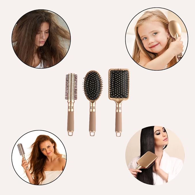3 Pieces Hair Brush Comb Set Paddle Brush Detangle Hair Brush for Men and Women Wet, Dry, Curly and Straight Hair