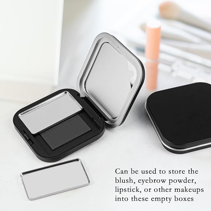 2Pcs Empty Eyeshadow Palette - Refillable DIY Makeup Palette with Grids for Makeup Pans - Custom Cosmetic Organizer Case for Blush Lipstick Powder Travel