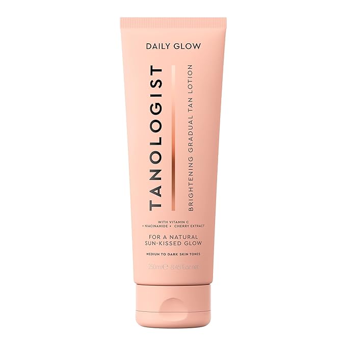 Tanologist Brightening Daily Glow Body Lotion- Medium/Dark, Gradual Tanning Lotion, No Fake Tan Smell, Streak-Free & Natural Looking Self Tanner, Vegan, 8.45 fl. oz/250 ml Tube