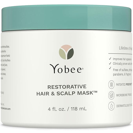 Yobee Restorative Scalp Mask - Dry Scalp Treatment Hair Mask - Probiotic Extracts, Organic Honey, Turmeric, Vitamin B12 - Natural Dry, Itchy, Sensitive Scalp and Dandruff Relief - for Adults, 4 fl oz