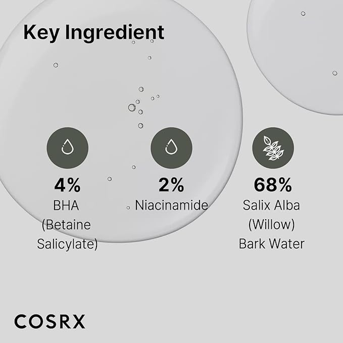 COSRX Niacinamide 2% + BHA 4% Blackhead Exfoliant Toner 3.38 fl.oz / 100ml, Korean Toner, Blackhead Remover, Pore Minimizer for Enlarged Pores, For All Skin Types, Korean Skin Care