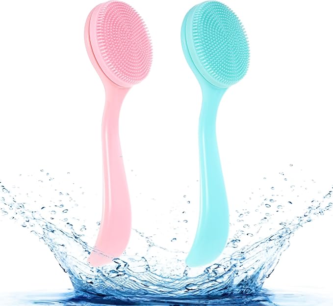 2Pcs Silicone Face Brush Manual Face Scrub Brush, Soft Facial Cleansing Brush Waterproof Exfoliating Face Brush Skin Friendly Face Cleaner Brush for Blackheads Makeup Residues Removal