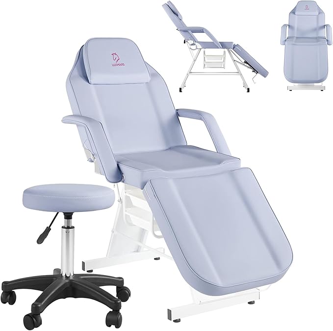 Facial Chair Massage Table 73in 3-Section Multipurpose Massage Bed Professional Tattoo Table Salon Spa Equipment for Facial Spa Beauty Spa Salon Equipment-Purple