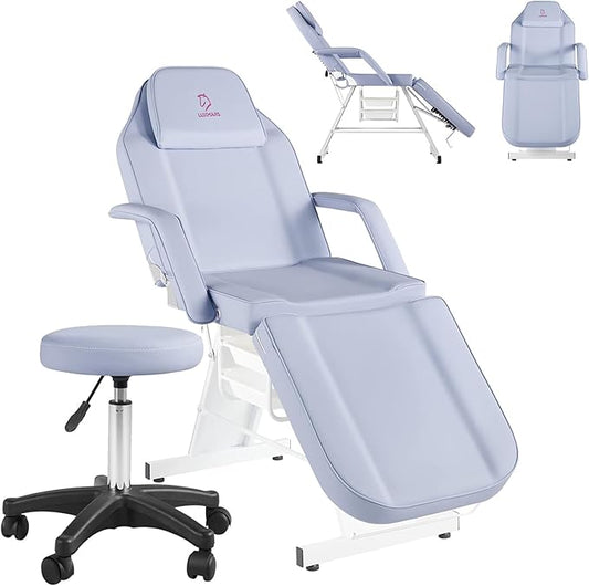 Facial Chair Massage Table 73in 3-Section Multipurpose Massage Bed Professional Tattoo Table Salon Spa Equipment for Facial Spa Beauty Spa Salon Equipment-Purple