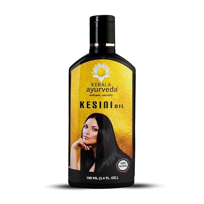 Kerala Ayurveda Kesini Hair Oil (3.38 fl oz) | Herbal Blend with Bacopa, Hibiscus, Amla, Indigo, Castor & Coconut Oil | Deeply Nourishes Dry Scalp & Strengthens Hair | Paraben-Free, Mineral Oil-Free
