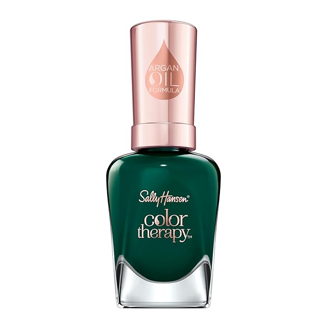 Sally Hansen Color Therapy, Serene Green, Argan Oil, Long Lasting, Nail Treatment, Semi Opaque, Shiny Green Nail Polish