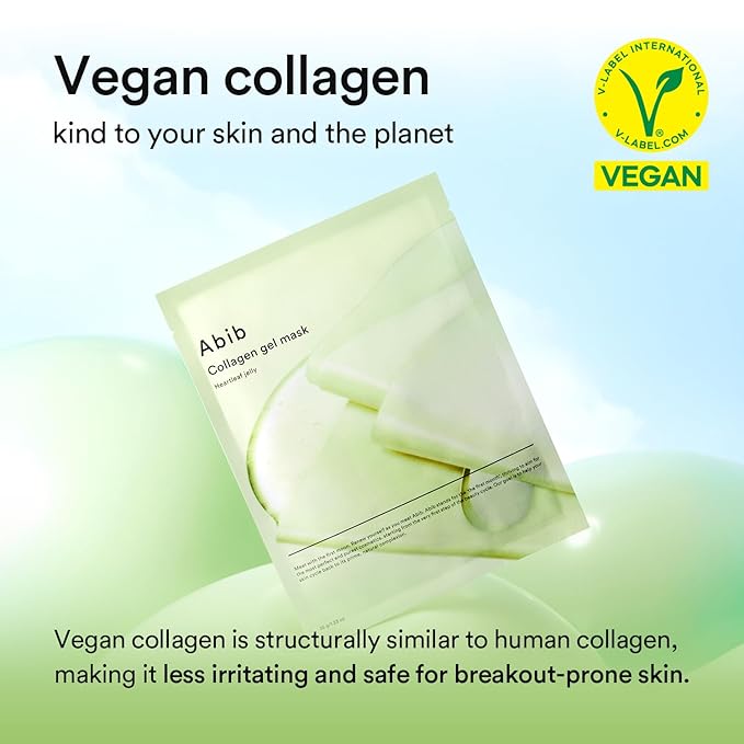 Abib Collagen Gel Mask Heartleaf Jelly 4 Sheets (Soothing) I Korean Vegan Collagen, Cooling Calming Hyaluronic Acid Hydrogel Face Mask Skin Care