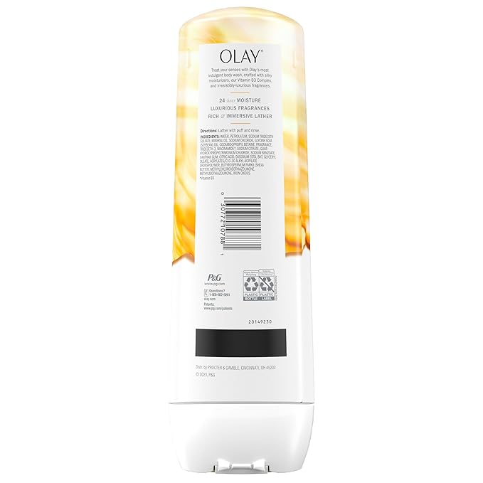 Olay Body Wash for Women, Indulgent Moisture, 24hr Moisturizing & Nourishing Formula, Infused with Vitamin B3 Complex, Luxurious Fragrances, Mango Butter & Vanilla Orchid Scent, 20 fl oz
