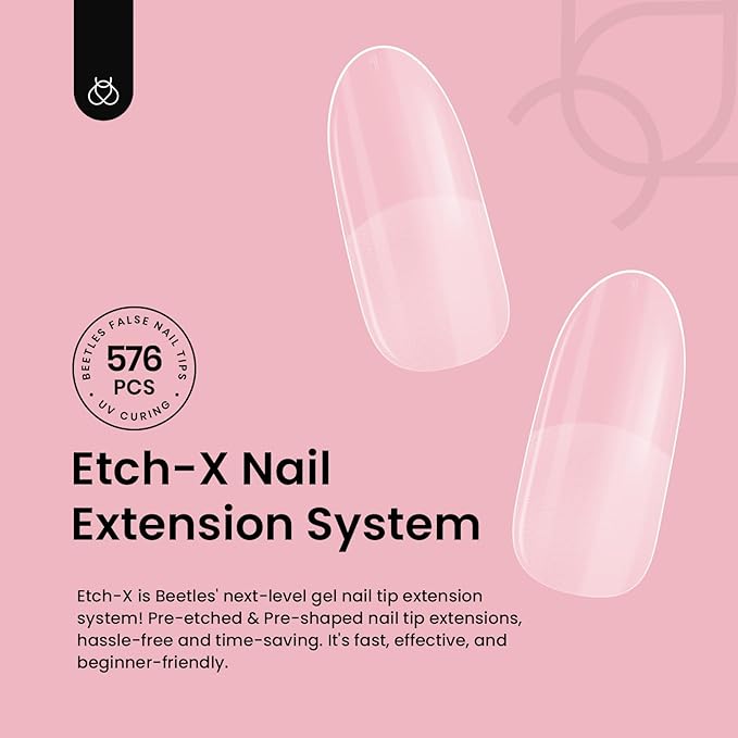 Beetles Gel Nail Tips Short Oval 576Pcs, 12 Sizes Pre-Shaped Half Matte Press On Nails Gelly Tips False Nails for Gel Full Cover False Nails Home DIY Nail Salon Gifts for Girls Women