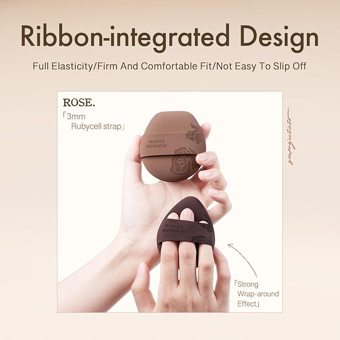 Rose Tatami Makeup Sponge Set,Double-Sided Egg Shape Rubycell for Liquid Foundations, Non-Absorbent & Fast Blending,Soft, Fluffy & Bouncy, 2 Beauty Puffs &Storage Case