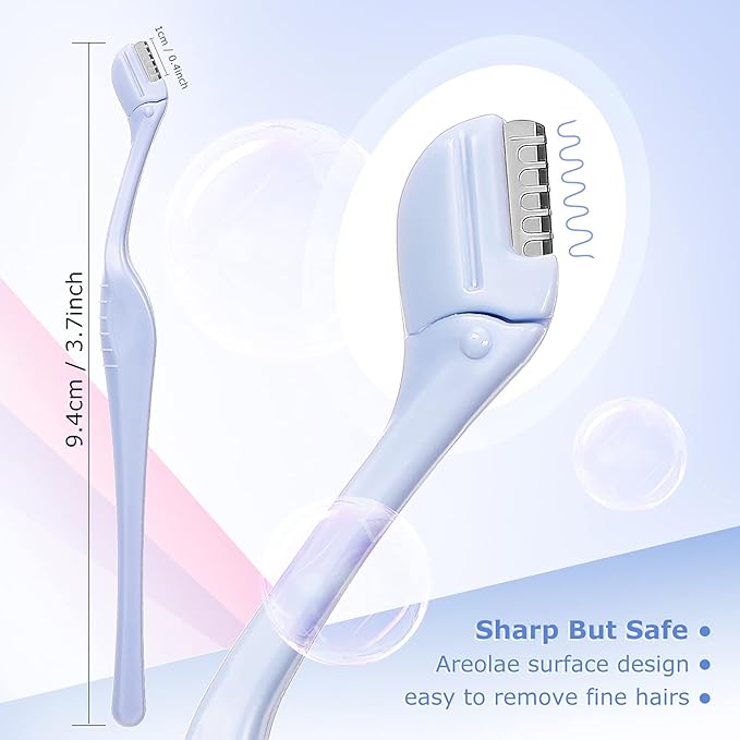 6Pcs Eyebrow Razor Mini Eyebrow Razor Trimmer Female Face Shaver Lip Hair Remover with Precision Cover Small Shaver for Women Makeup Face Care Tools(Clear, Clear Purple, Light Blue)