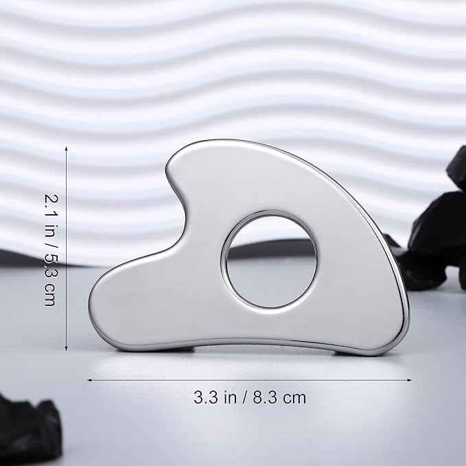 rosenice Gua Sha Facial Tool for Face Skincare Stainless Steel Gua Sha Board for Body Tensions Reduce Puffiness Festive Gifts Silver