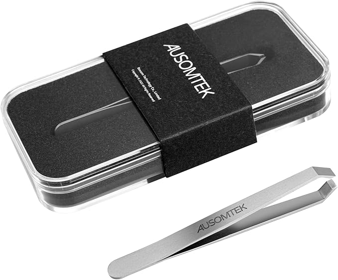 Beard Tweezers - Stainless Steel, Fine Hair Removal Tool, 5mm Tip, Clear Box 1Pack